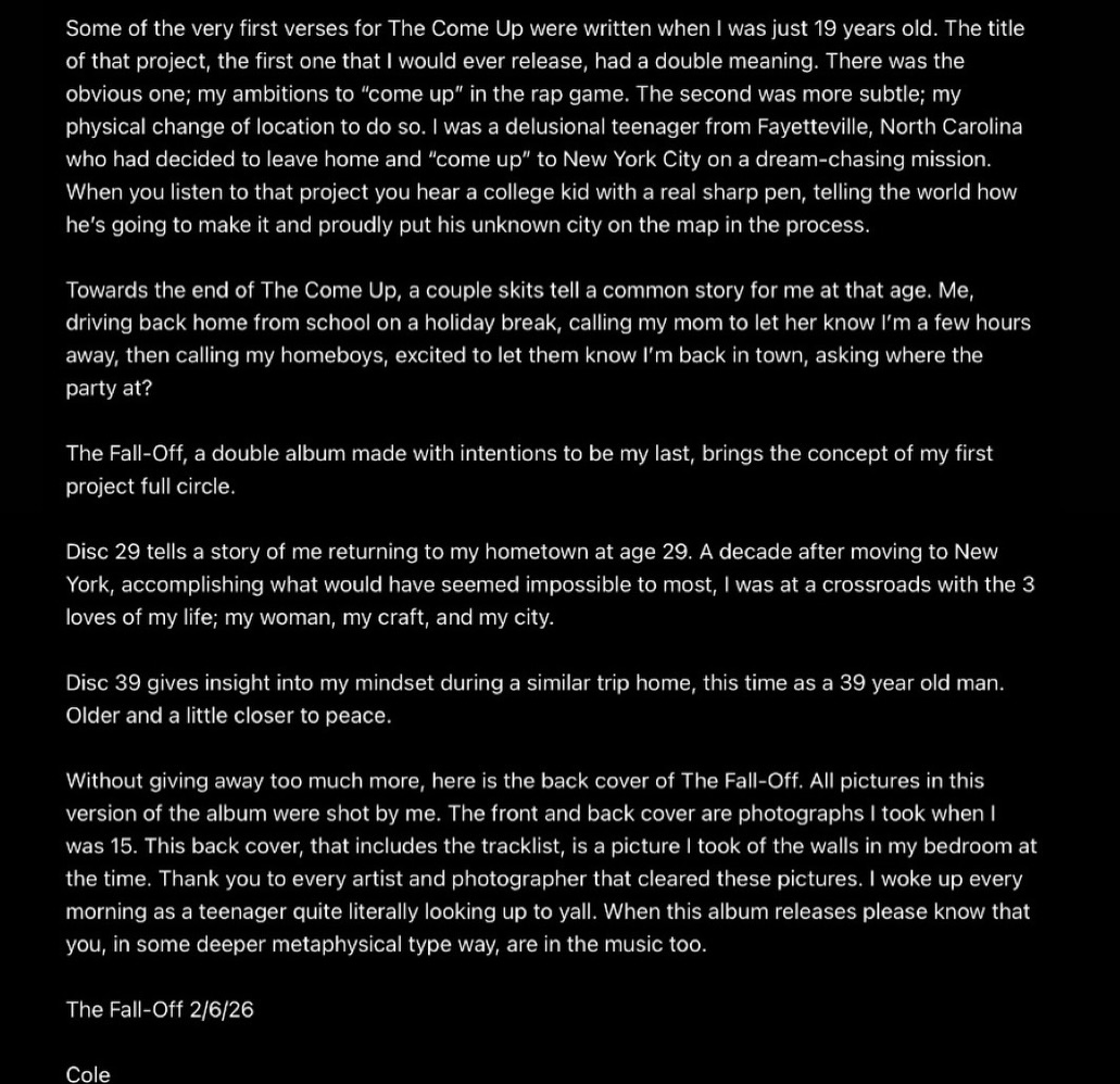 post j cole presentazione the fall off disc 29 disc 39